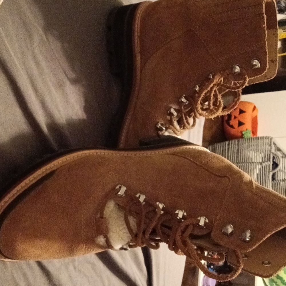 Brown Suede Lace-Up Boots